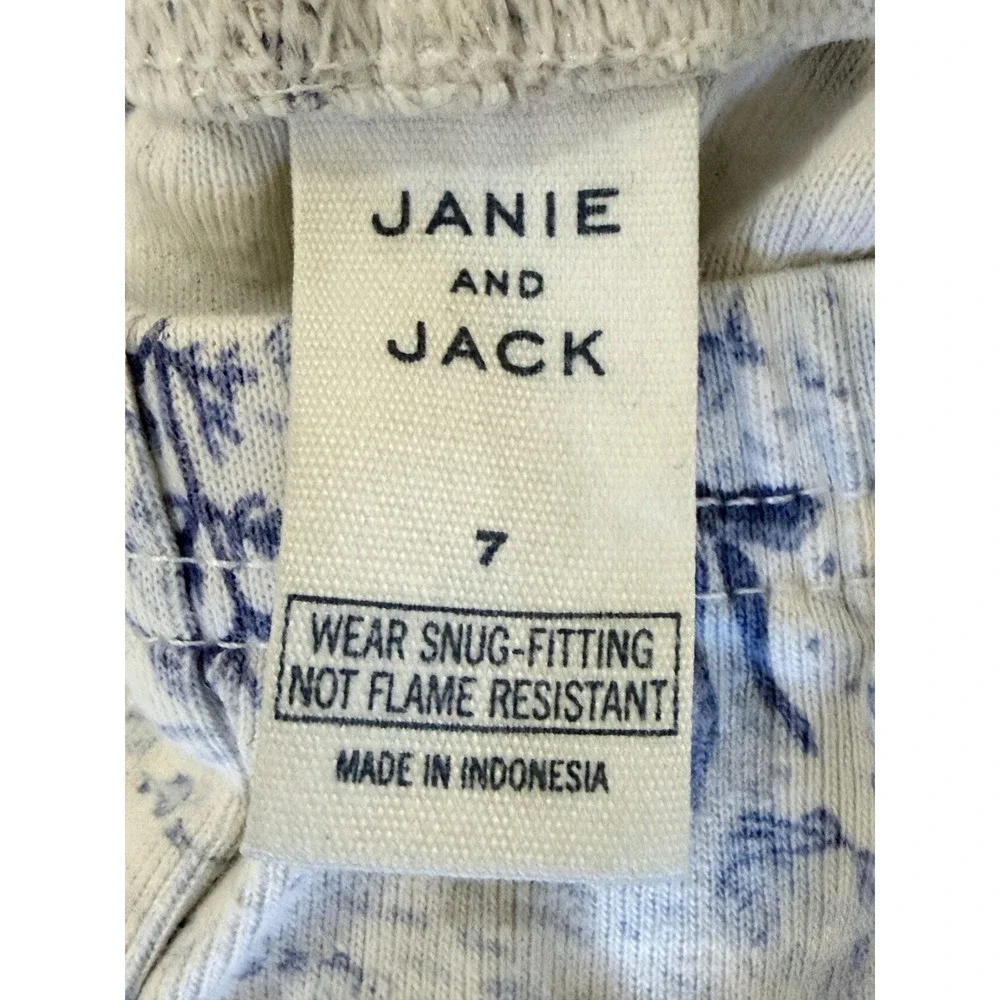 Janie and Jack Boys Blue White Whale Ocean Print Pajama Set 2pc Cotton Size 7
